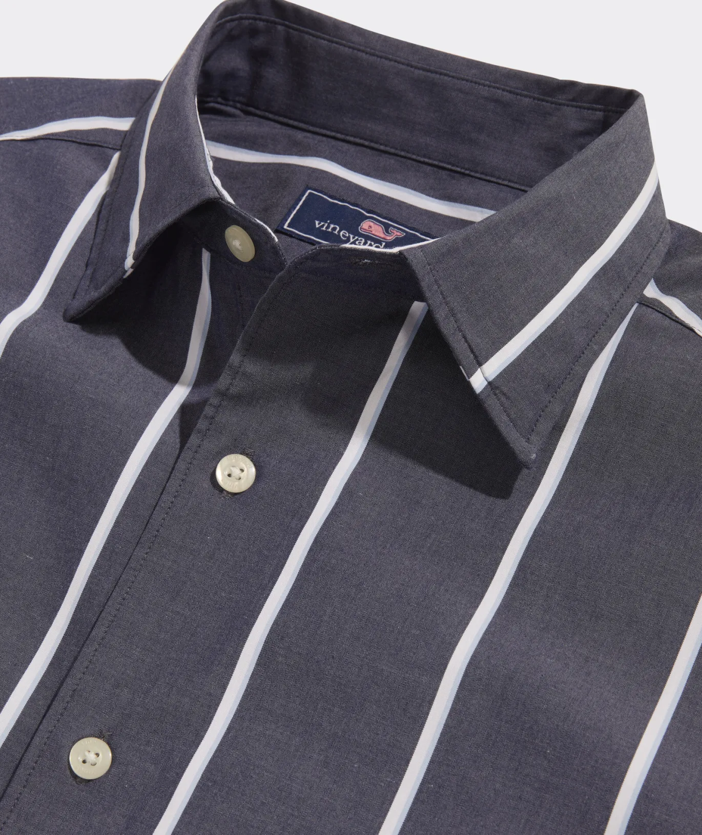 Vineyard Vines Stretch Poplin Stripe Spread Collar Shirt Naut Navy STP Discount