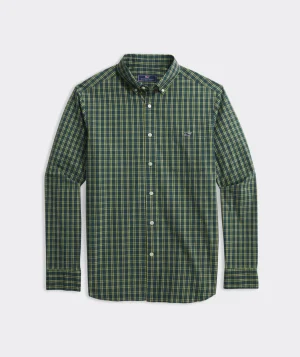 Vineyard Vines Stretch Poplin Tartan Shirt R St Chtn Green Best