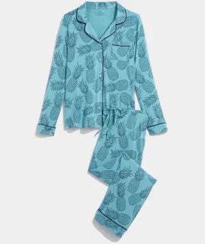 Vineyard Vines Super-Soft Printed Knit Pajama Set Pineapple-Marsh Cheap