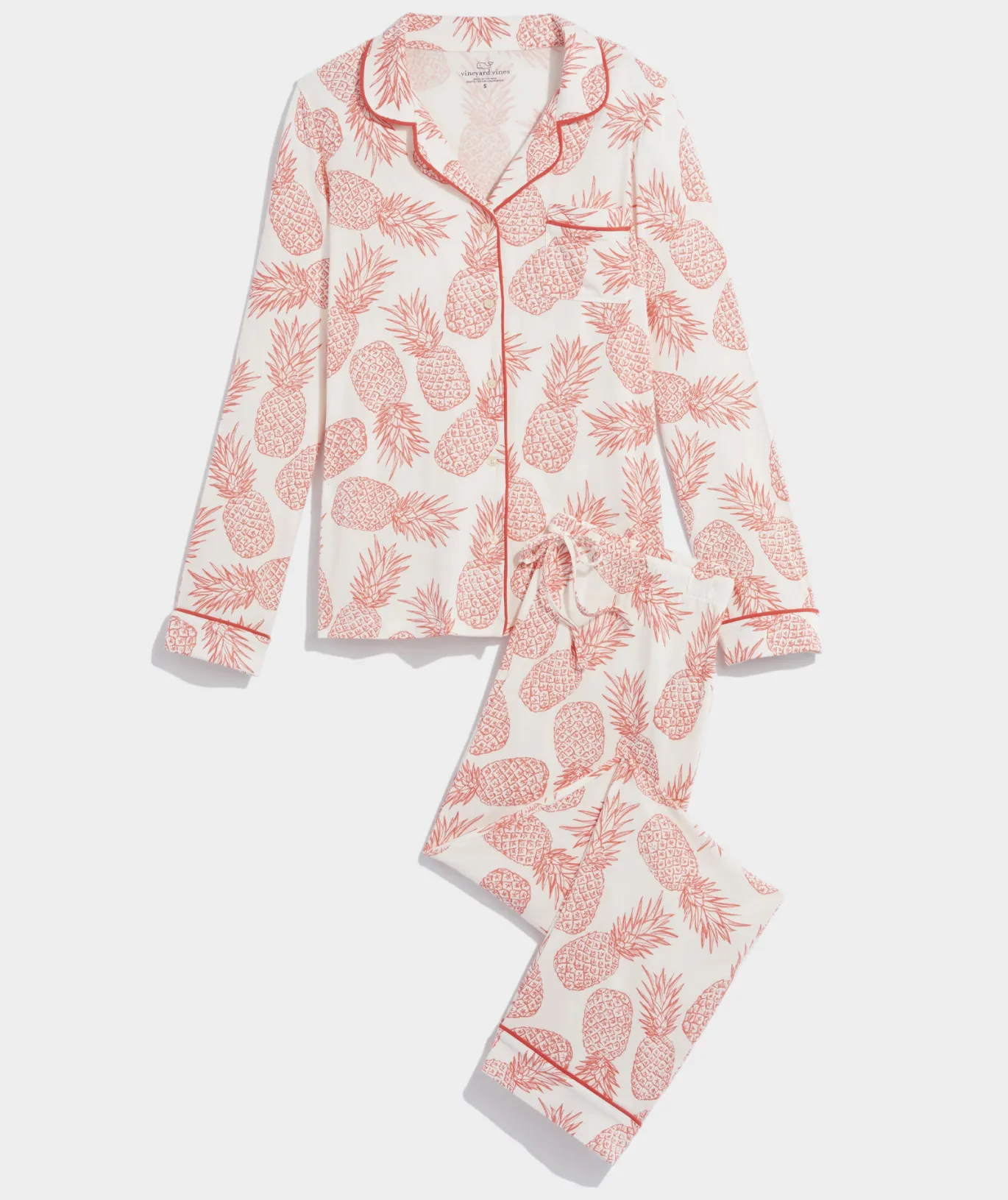 Vineyard Vines Super-Soft Printed Knit Pajama Set Tiny Tree-Red Velvet Clearance