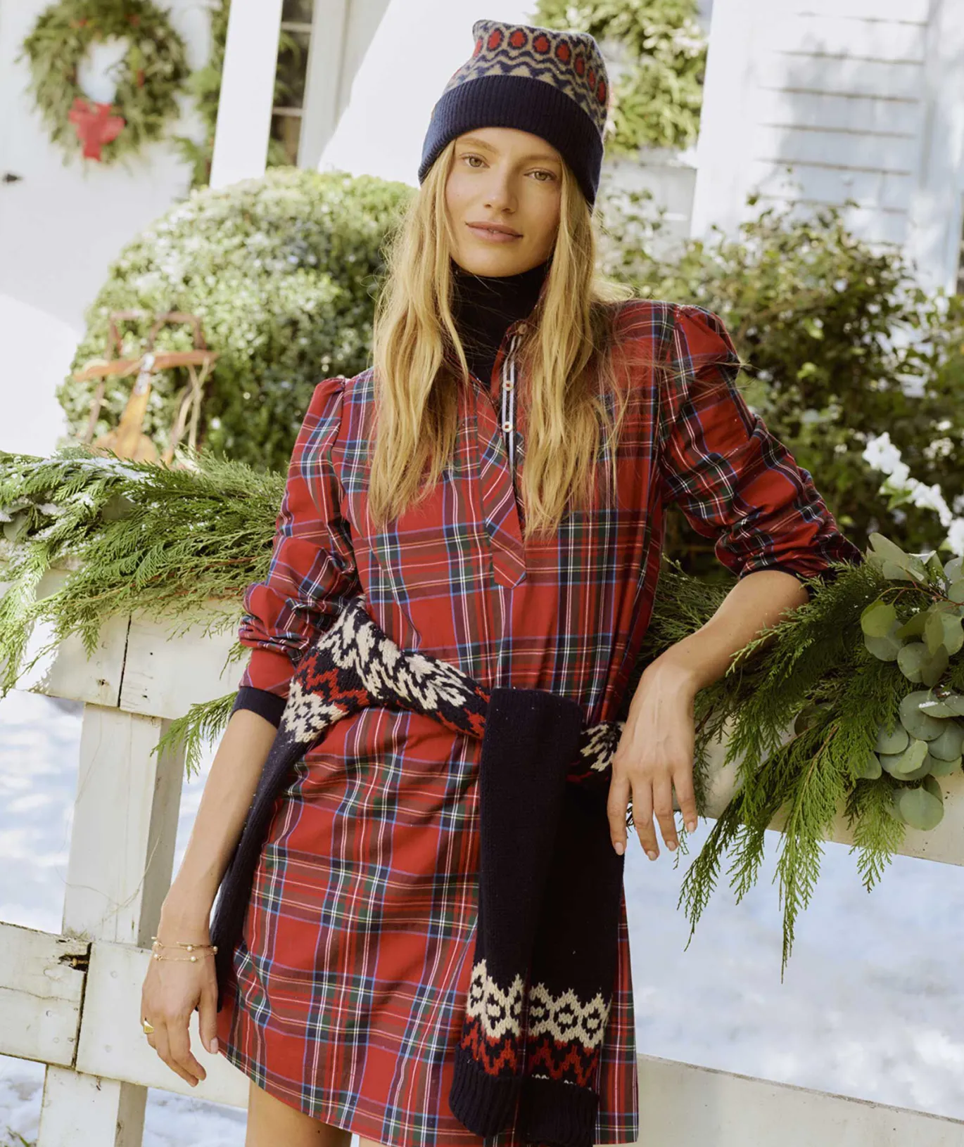 Vineyard Vines Tartan Poplin Popover Dress Royal Stewart - Red Hot