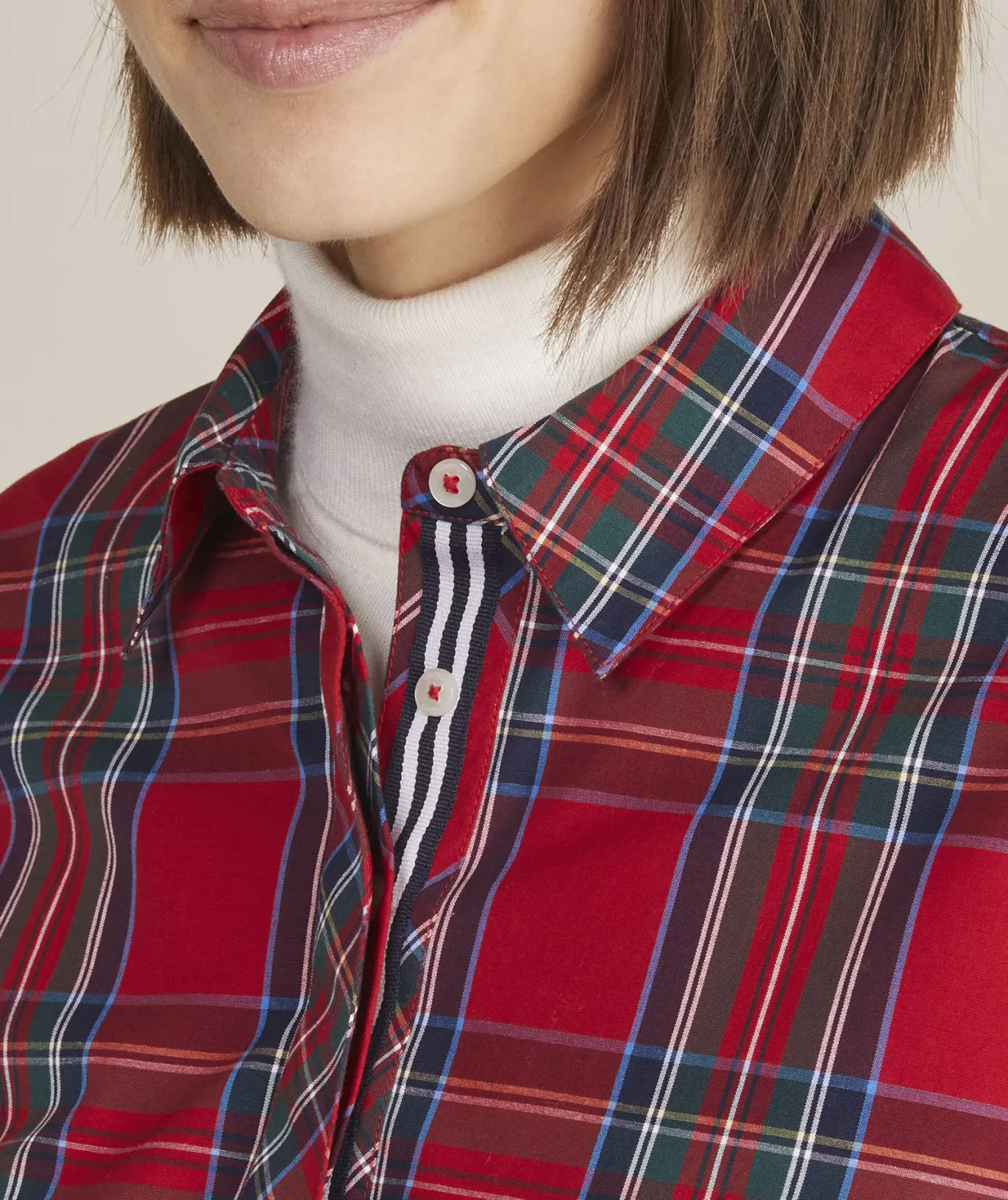 Vineyard Vines Tartan Poplin Popover Dress Royal Stewart - Red Hot