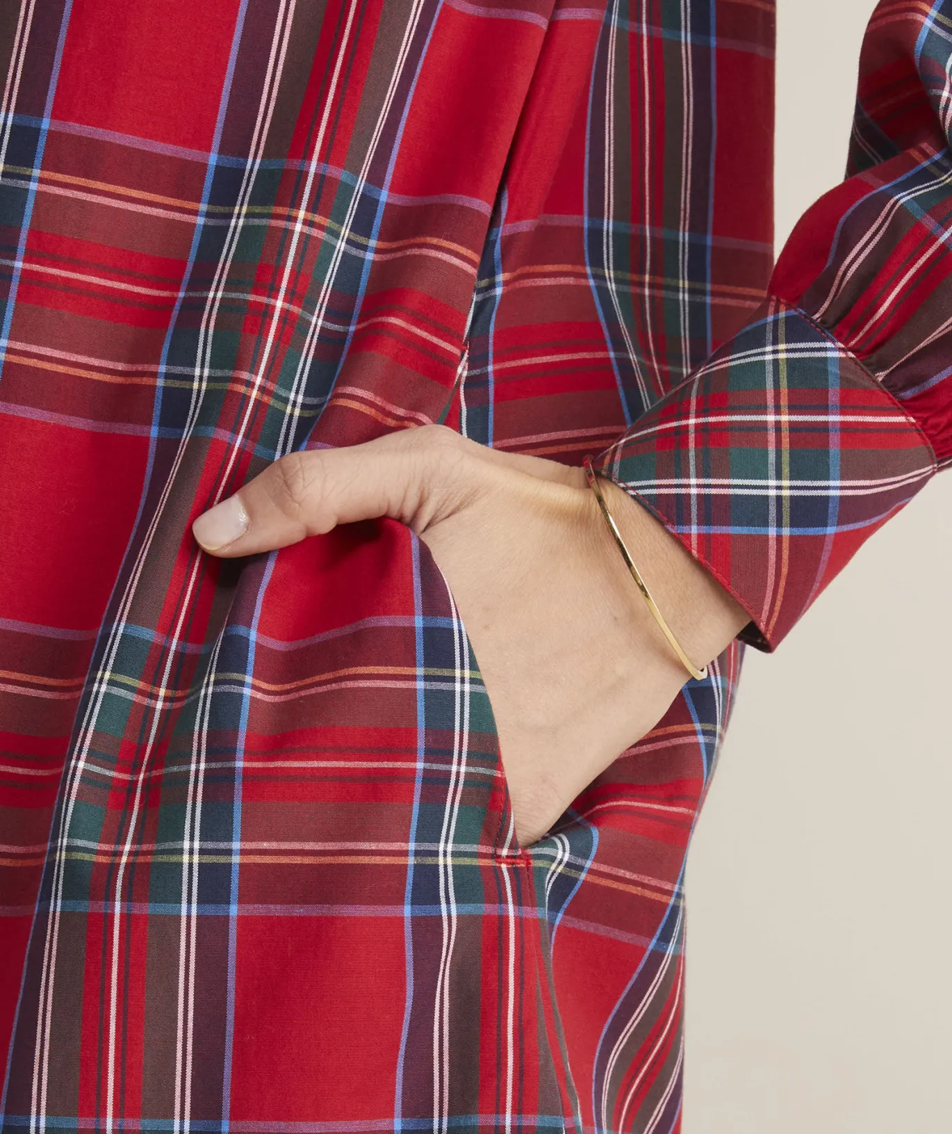 Vineyard Vines Tartan Poplin Popover Dress Royal Stewart - Red Hot
