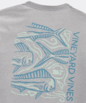 Vineyard Vines Textured Mahi Long-Sleeve Dunes Tee Grey Heather Best