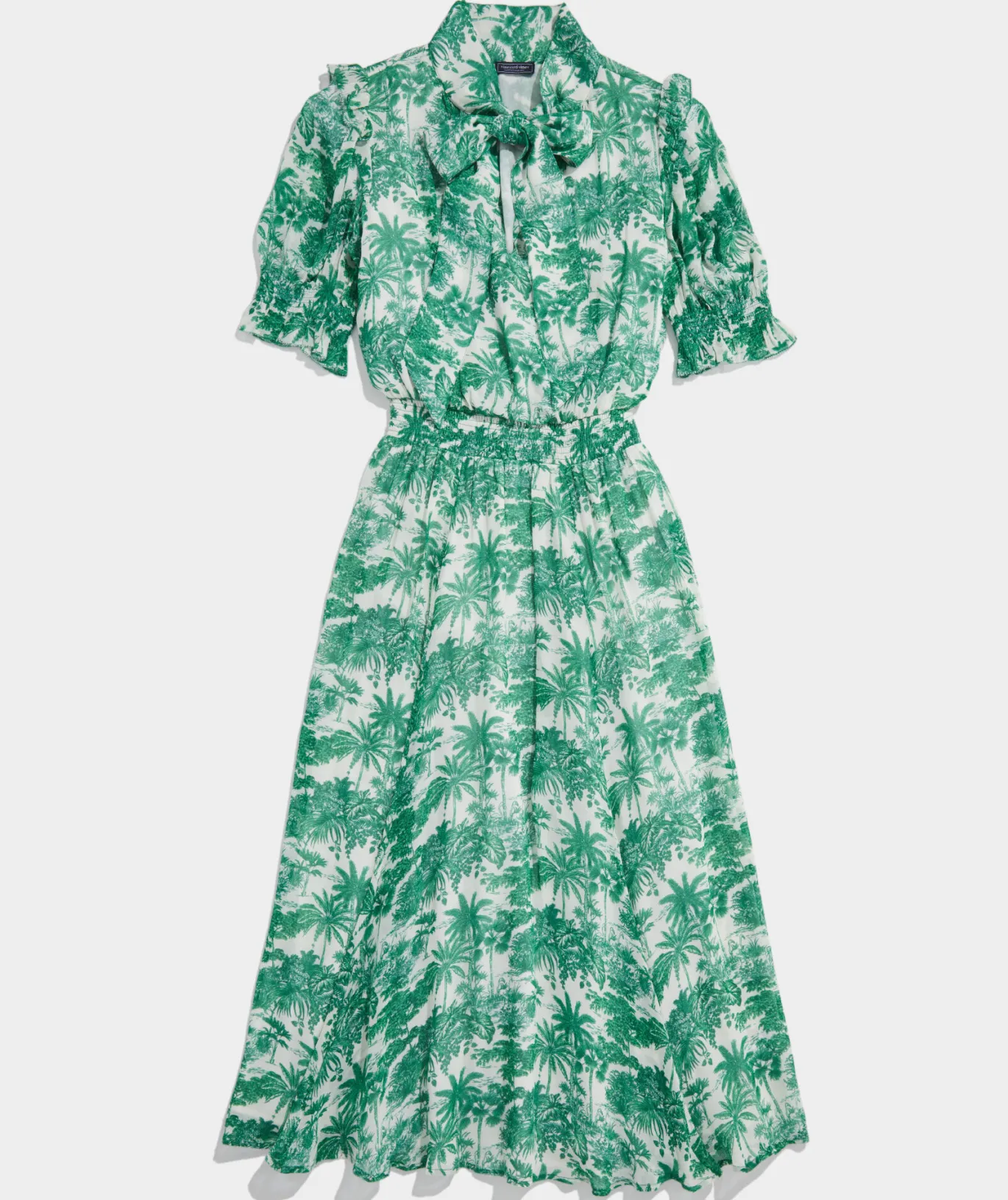 Vineyard Vines Toile Tie-Neck Midi Dress Toile - Green Meadow Outlet