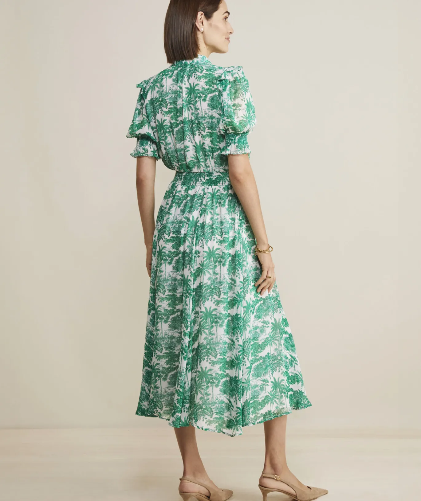 Vineyard Vines Toile Tie-Neck Midi Dress Toile - Green Meadow Outlet