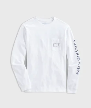 Vineyard Vines Vintage Whale Long-Sleeve Pocket Tee White Cap Best