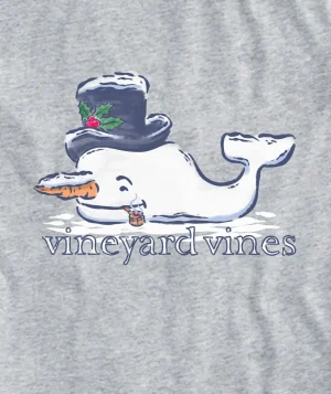Vineyard Vines Watercolor Snowman Whale Long-Sleeve Pocket Tee Grey Heather Flash Sale