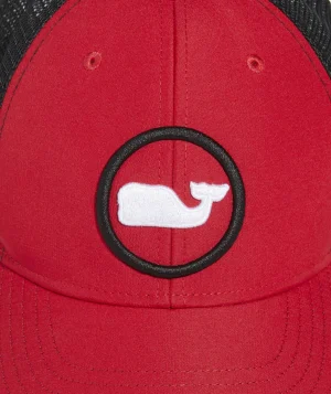 Vineyard Vines Whale Dot Performance Trucker Hat Red Velvet Best